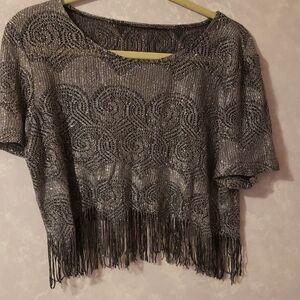 Fringe Metallic Crop Top